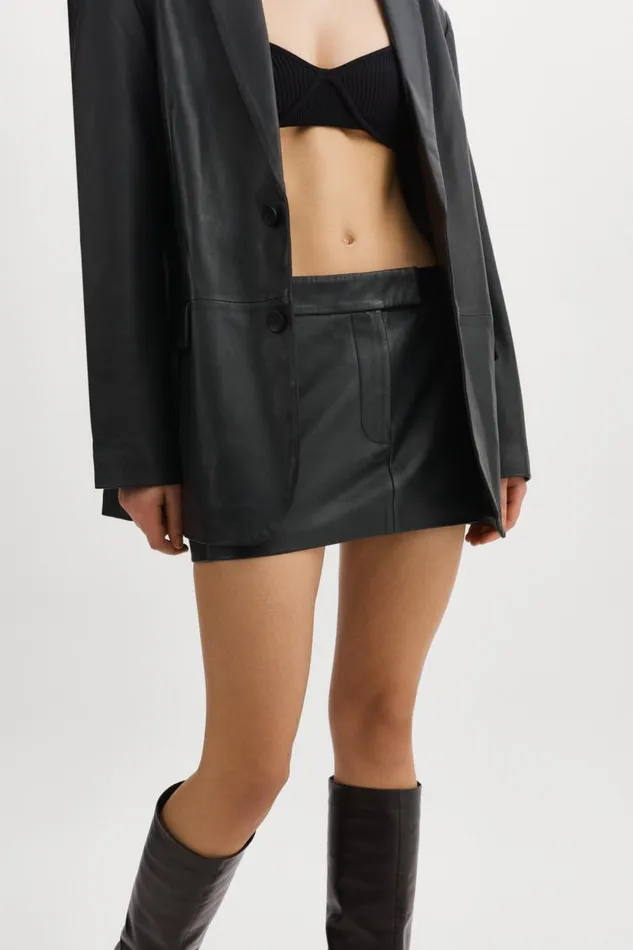 Women INAYA Leather Micro Mini Skirt Black LAMARQUE Skirts