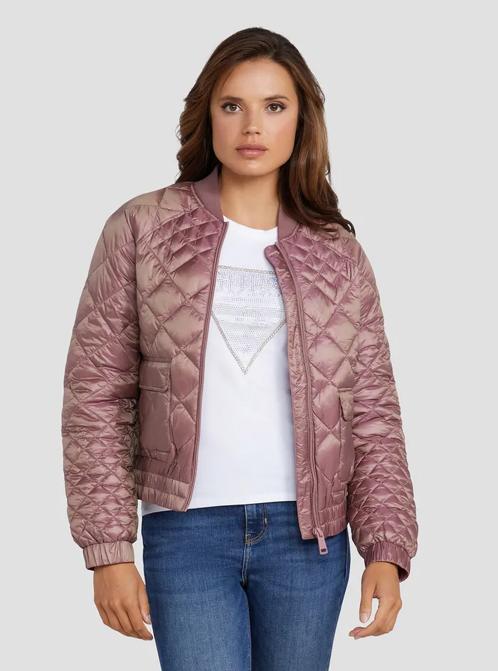 Women Jackets and Coats GUESS Mauve Rose Hilary Bomber Jacket