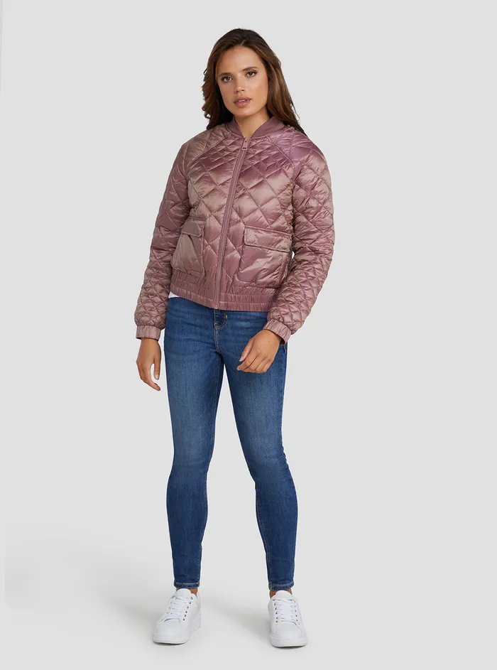 Women Jackets and Coats GUESS Mauve Rose Hilary Bomber Jacket Women Jackets and Coats GUESS Mauve Rose Hilary Bomber Jacket