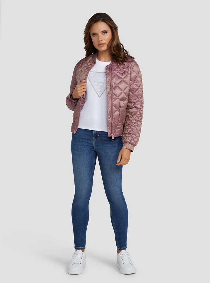 Women Jackets and Coats GUESS Mauve Rose Hilary Bomber Jacket Women Jackets and Coats GUESS Mauve Rose Hilary Bomber Jacket