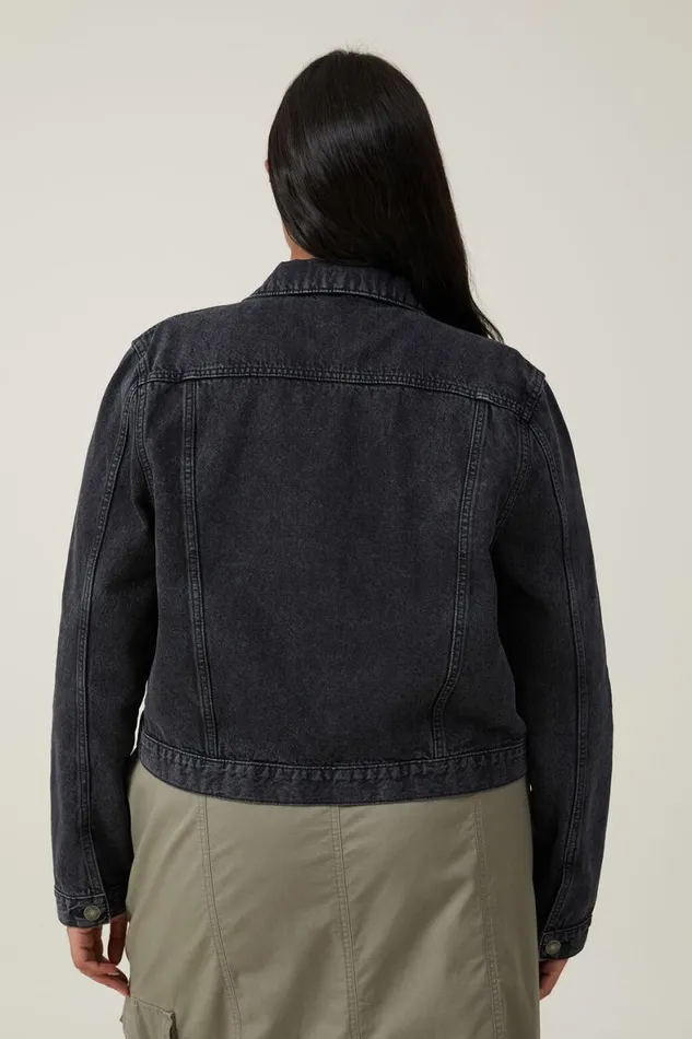 Women Jackets Cotton On Girlfriend Denim Jacket Graphite Black