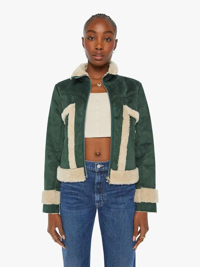 Women Jackets Mother Denim The Zip Pocket Roamer Green dark