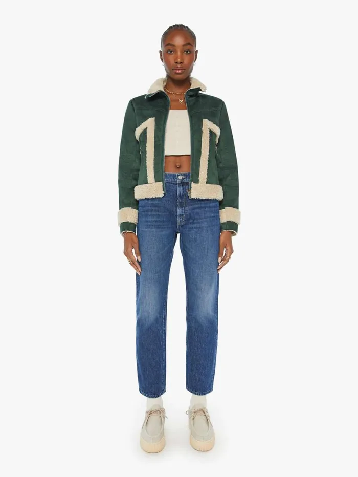 Women Jackets Mother Denim The Zip Pocket Roamer Green dark