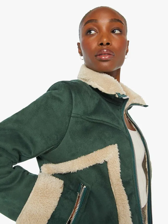 Women Jackets Mother Denim The Zip Pocket Roamer Green dark