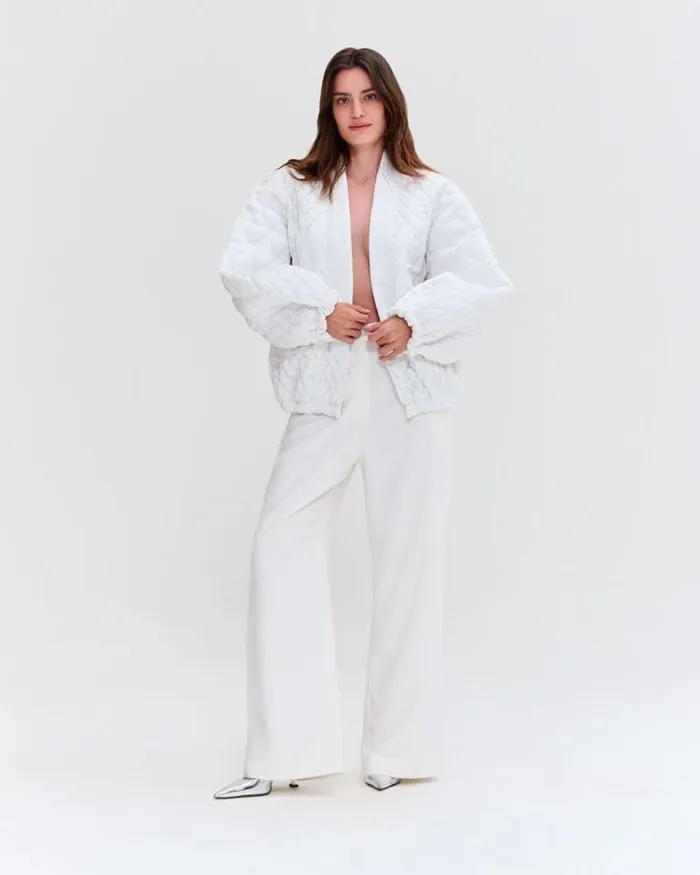 Women Jackets PatBO HAND BEADED QUILTED JACKET RUNWAY White