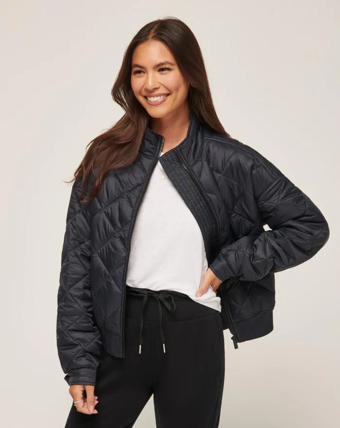 Women Jackets TravisMathew LIGHTS AT NIGHT QUILTED JACKET Obsidian