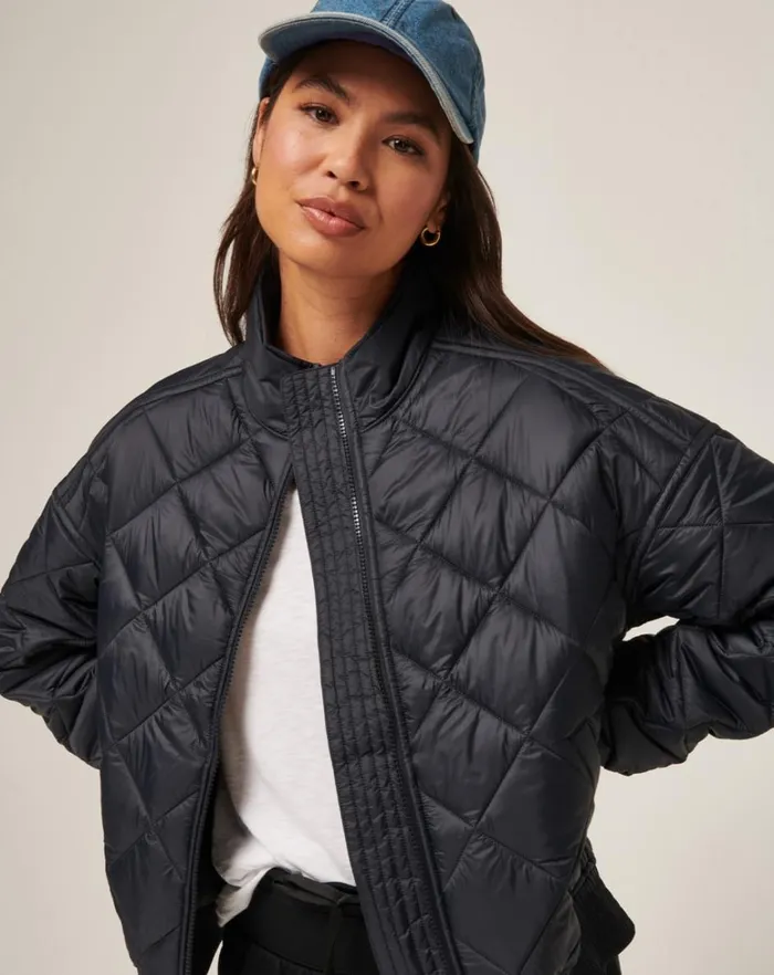 Women Jackets TravisMathew LIGHTS AT NIGHT QUILTED JACKET Obsidian