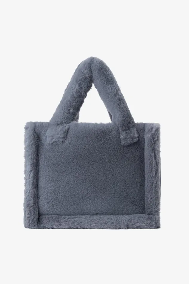 Women JADE Faux Fur Tote Bag Smoky Blue LAMARQUE Bags