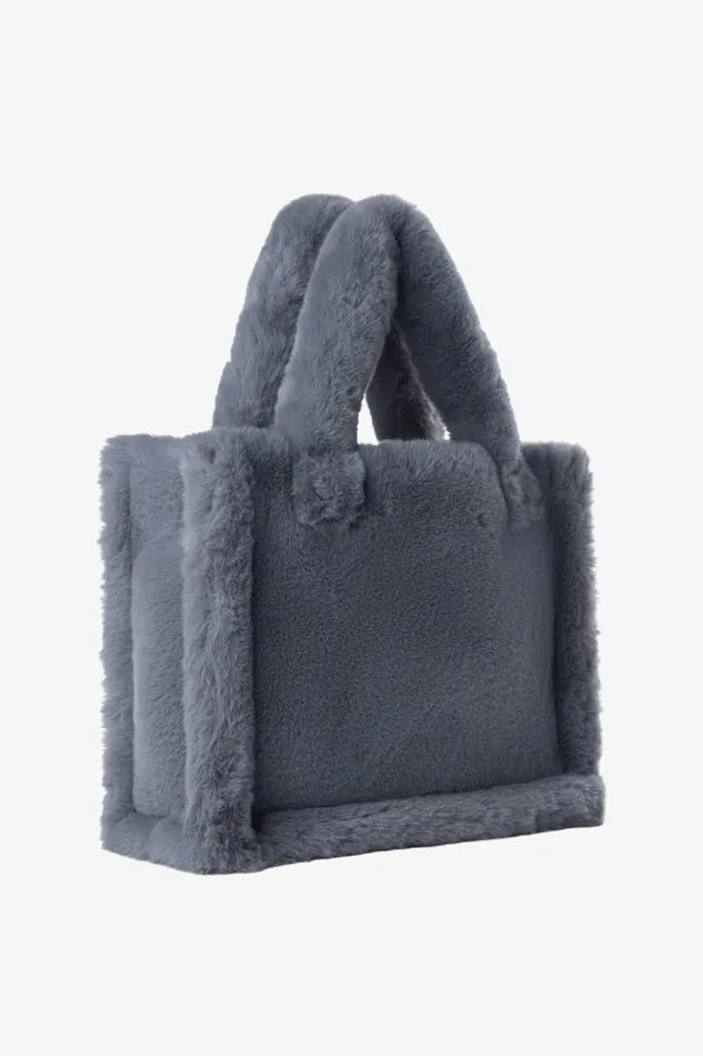Women JADE Faux Fur Tote Bag Smoky Blue LAMARQUE Bags Women JADE Faux Fur Tote Bag Smoky Blue LAMARQUE Bags
