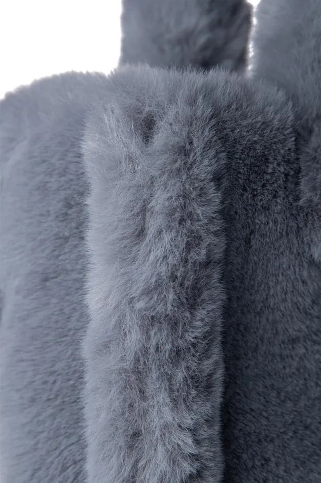 Women JADE Faux Fur Tote Bag Smoky Blue LAMARQUE Bags Women JADE Faux Fur Tote Bag Smoky Blue LAMARQUE Bags