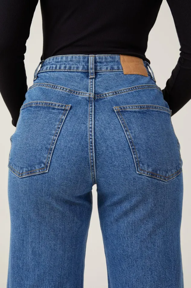 Women Jeans Cotton On Curvy Stretch Wide Jean Sea Blue