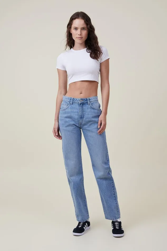 Women Jeans Cotton On Long Straight Jean Bells Blue