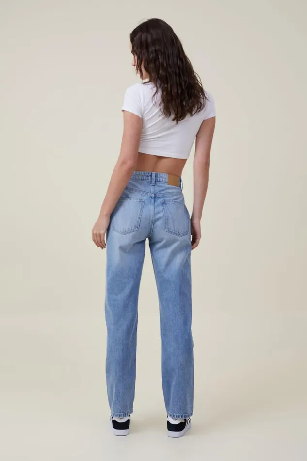 Women Jeans Cotton On Long Straight Jean Bells Blue