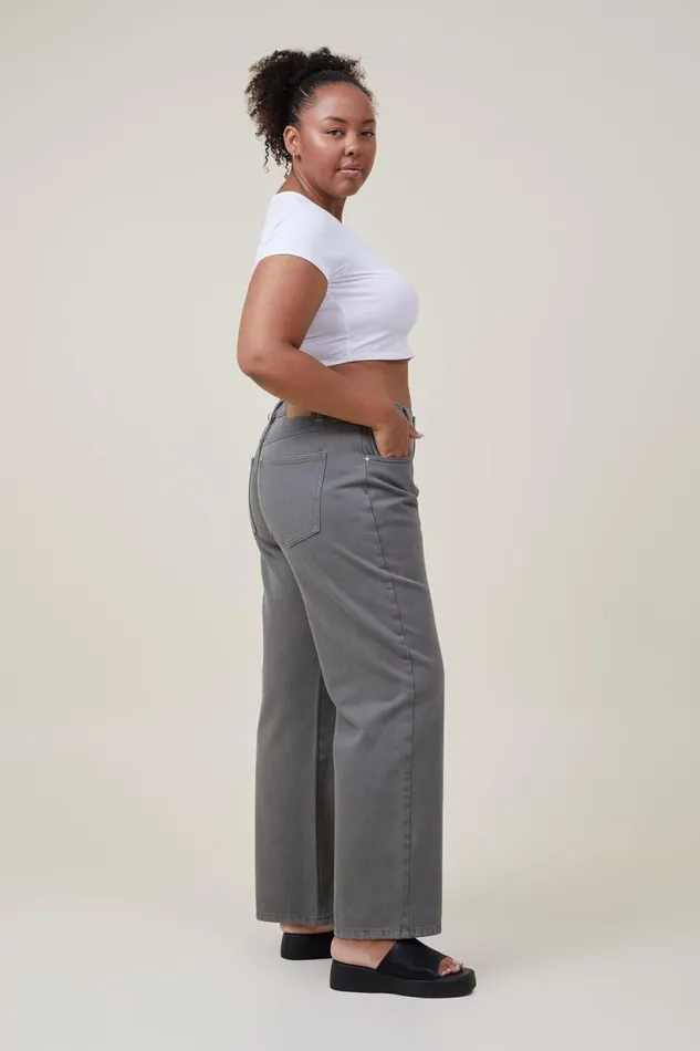Women Jeans Cotton On Loose Straight Jean Smokey Green