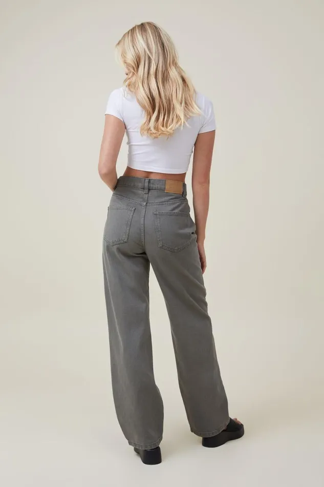 Women Jeans Cotton On Loose Straight Jean Smokey Green