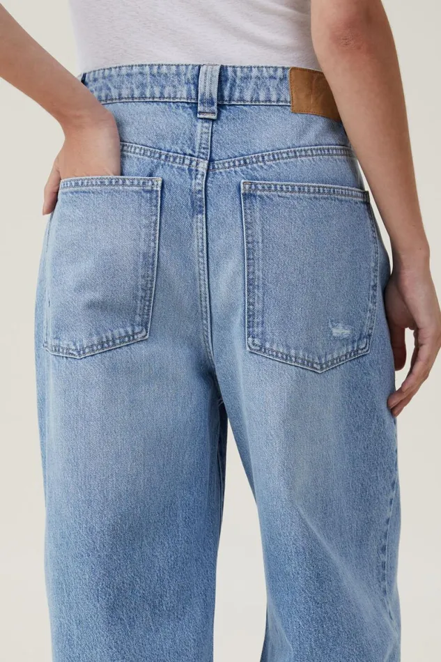 Women Jeans Cotton On Super Baggy Jean Breeze Blue Worn