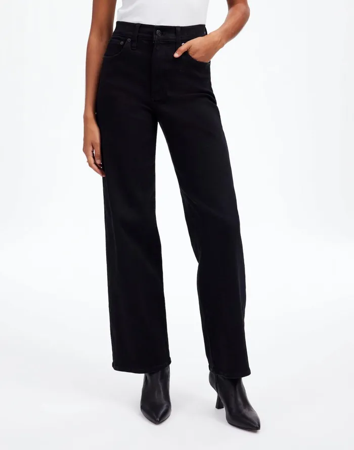 Women Jeans Madewell The Perfect Vintage WideLeg Jean Black Rinse Wash