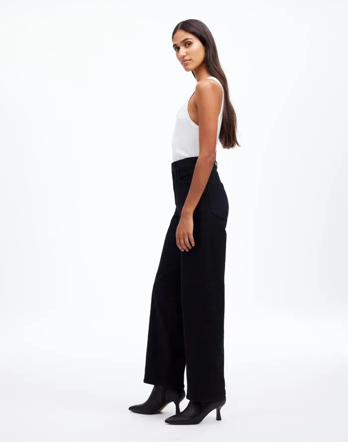 Women Jeans Madewell The Perfect Vintage WideLeg Jean Black Rinse Wash