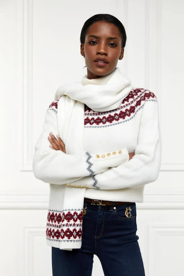 Women Jennifer Fairisle Scarf Natural Holland Cooper Scarves Women Jennifer Fairisle Scarf Natural Holland Cooper Scarves