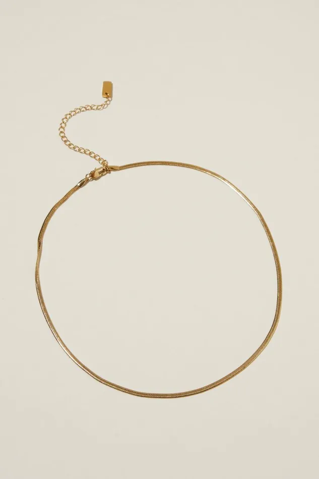 Women Jewelry Cotton On Waterproof Fine Chain Necklace Gold Plated Snake Chain