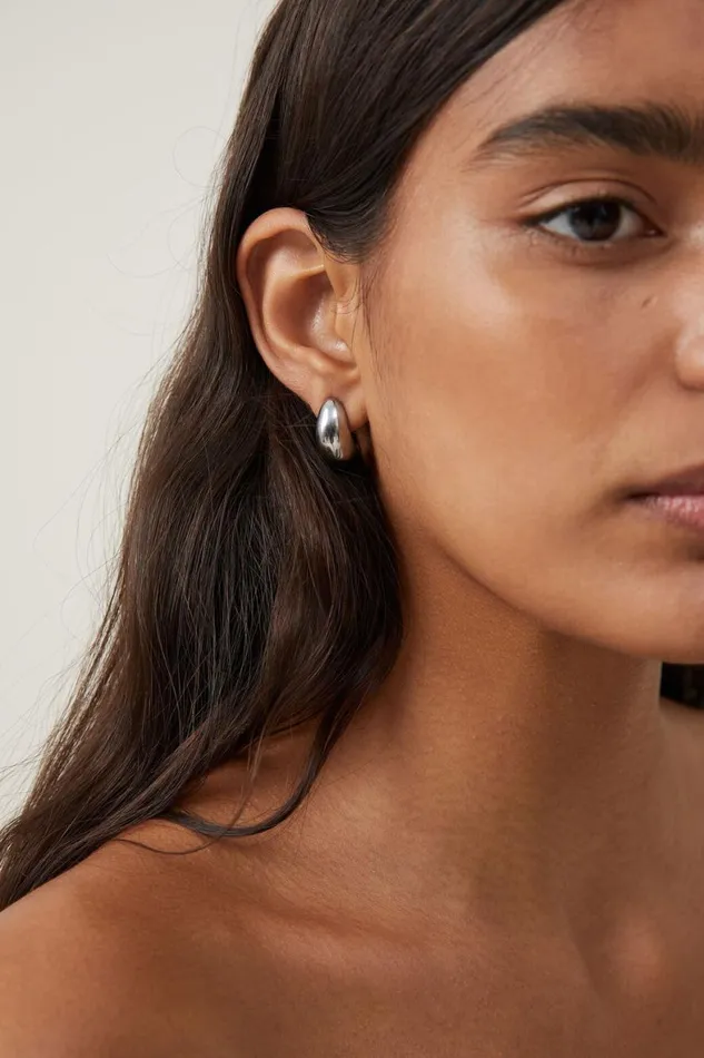 Women Jewelry Cotton On Waterproof Large Hoop Earring Stainless Steel Tear Drop