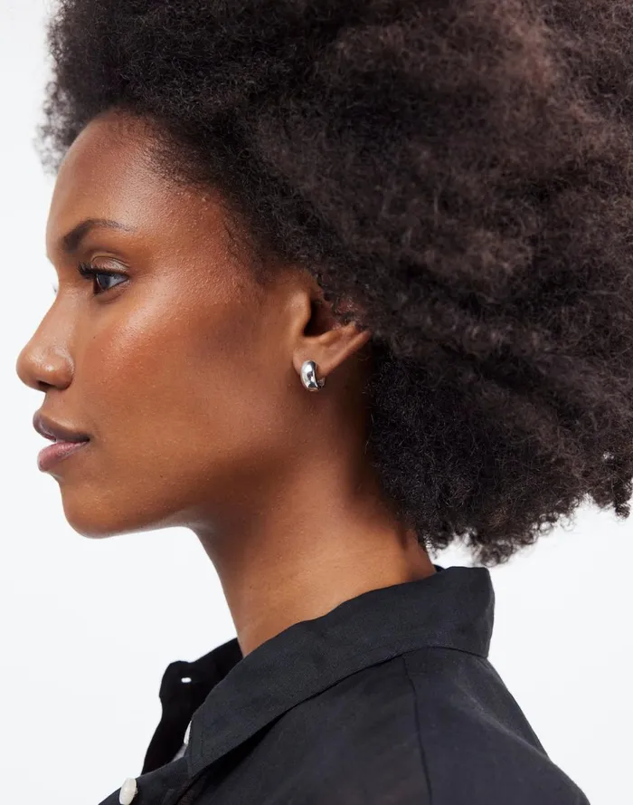 Women Jewelry Madewell DemiFine Chunky Huggie Hoop Earrings Sterling Silver