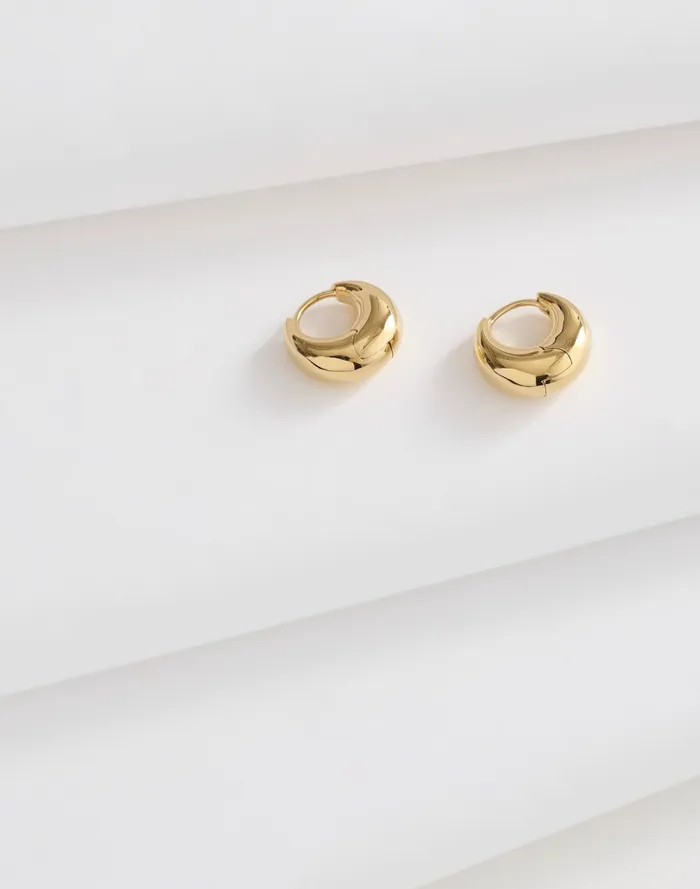 Women Jewelry Madewell DemiFine Puffy Hoop Earrings 14k Gold