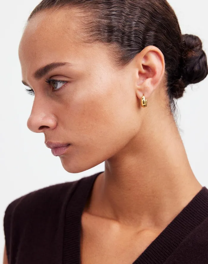 Women Jewelry Madewell DemiFine Puffy Hoop Earrings 14k Gold