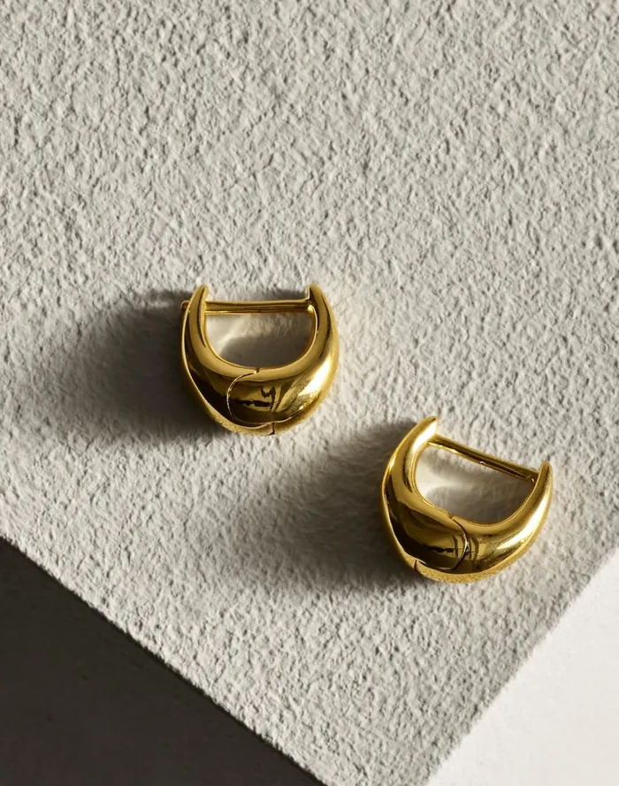 Women Jewelry Madewell DemiFine Puffy Hoop Earrings 14k Gold