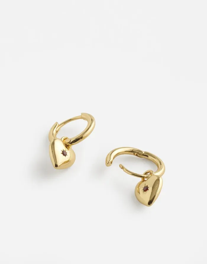 Women Jewelry Madewell Heart Charm Huggie Hoop Earrings Pale Gold