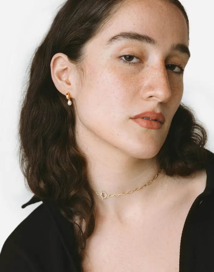 Women Jewelry Madewell Maslo Jewelry Mini Pearl Hoop Earrings Gold Gold