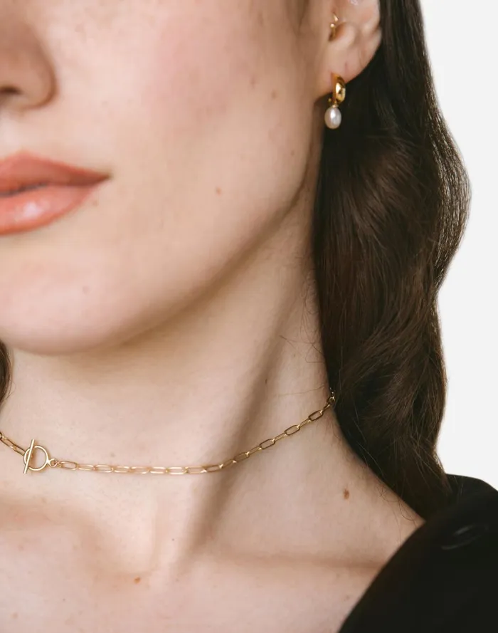 Women Jewelry Madewell Maslo Jewelry Mini Pearl Hoop Earrings Gold Gold