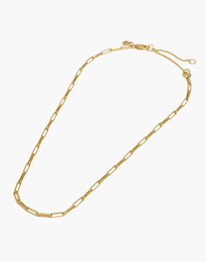 Women Jewelry Madewell Paperclip Chain Necklace Vintage Gold