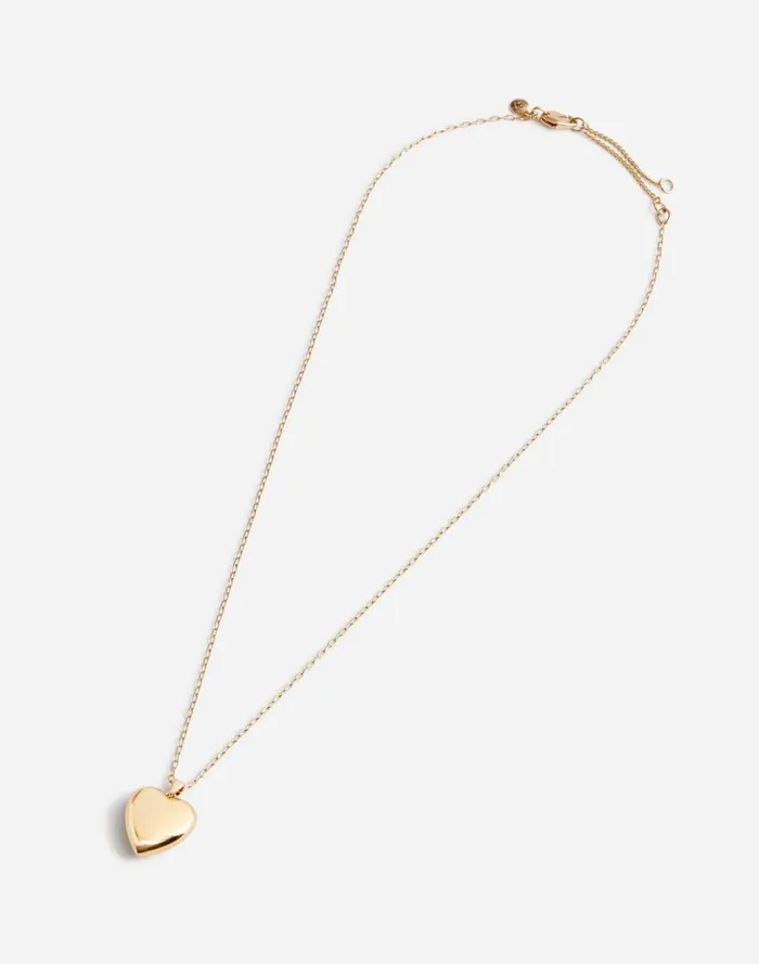 Women Jewelry Madewell Puffy Heart Pendant Necklace Polished Bronze