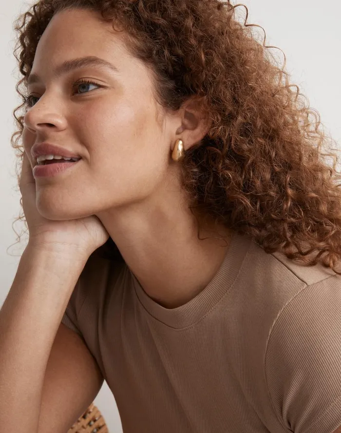Women Jewelry Madewell Sculptural Droplet Statement Earrings Vintage Gold