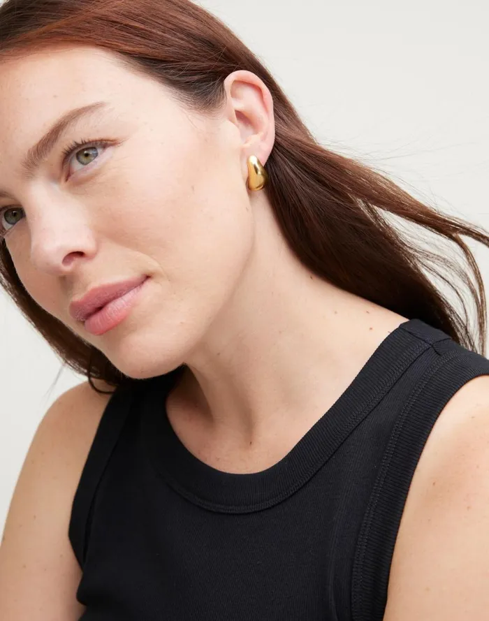 Women Jewelry Madewell Sculptural Droplet Statement Earrings Vintage Gold