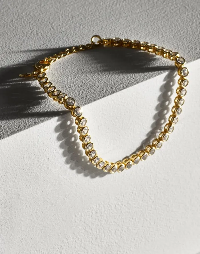Women Jewelry Madewell The Tennis Collection Bezel Set Crystal Bracelet Pale Gold