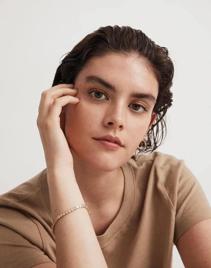Women Jewelry Madewell The Tennis Collection Bezel Set Crystal Bracelet Pale Gold