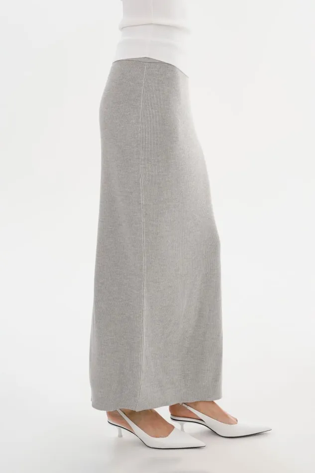 Women JILLIAN Knit Midi Skirt Light Heather Grey LAMARQUE Skirts