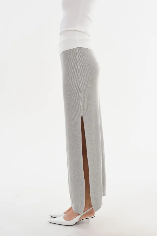 Women JILLIAN Knit Midi Skirt Light Heather Grey LAMARQUE Skirts