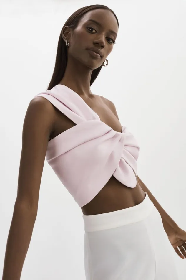 Women JOLIE Faux Leather One Shoulder Top Pink Parasol LAMARQUE Tops