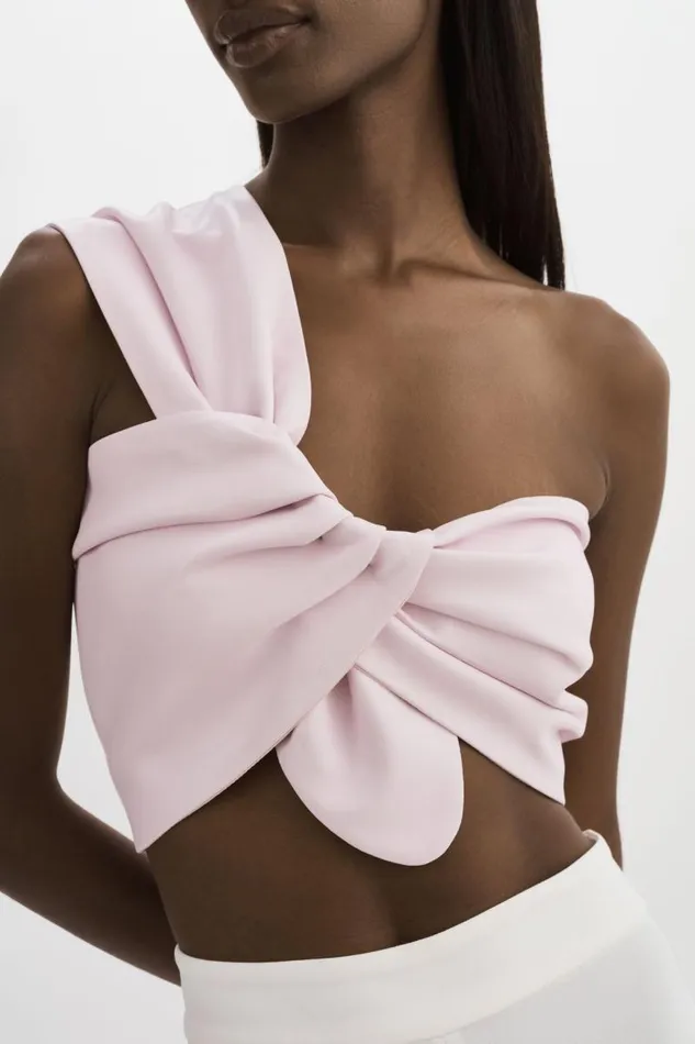 Women JOLIE Faux Leather One Shoulder Top Pink Parasol LAMARQUE Tops