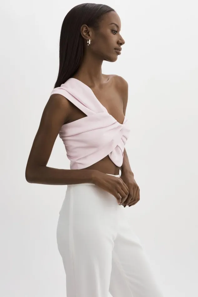 Women JOLIE Faux Leather One Shoulder Top Pink Parasol LAMARQUE Tops