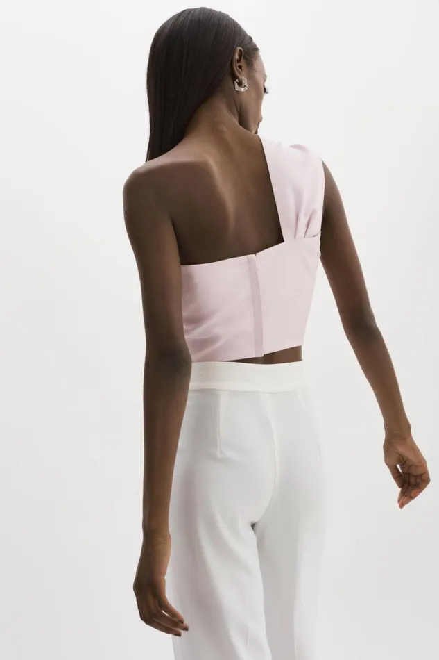 Women JOLIE Faux Leather One Shoulder Top Pink Parasol LAMARQUE Tops