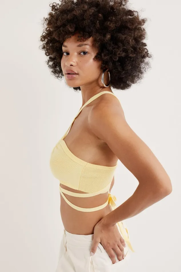 Women Jourdin Tie Crop Top Yellow For Love and Lemons Tops Women Jourdin Tie Crop Top Yellow For Love and Lemons Tops