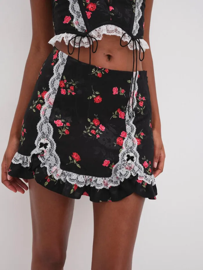 Women June Mini Skirt Black For Love and Lemons Lingerie