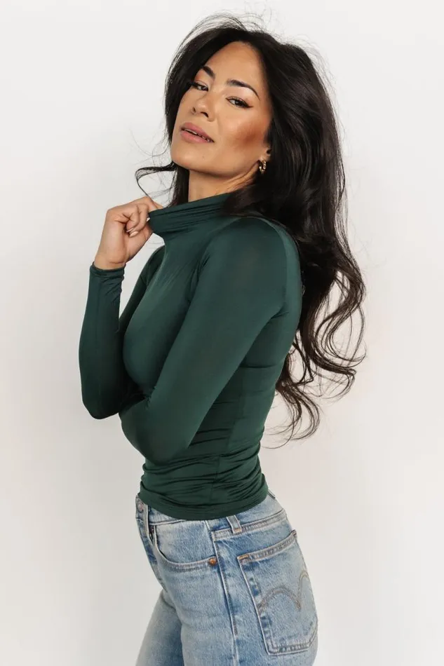 Women Juni Turtleneck Hunter Green Baltic Born Blouses and Shirts