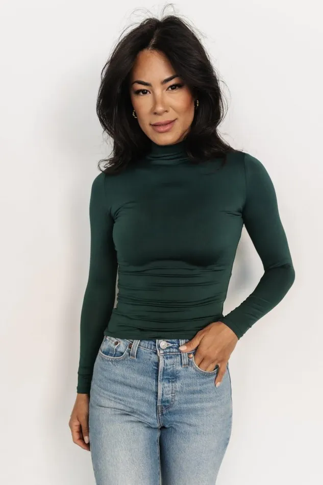 Women Juni Turtleneck Hunter Green Baltic Born Blouses and Shirts