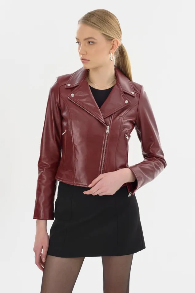 Women KELSEY Leather Biker Jacket Burgundy LAMARQUE Leather Jackets Women KELSEY Leather Biker Jacket Burgundy LAMARQUE Leather Jackets