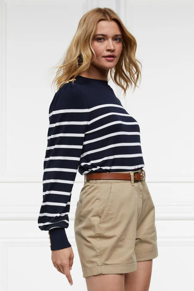 Women Kelsie Crew Neck Knit Ink Navy Stripe Holland Cooper Knitwear